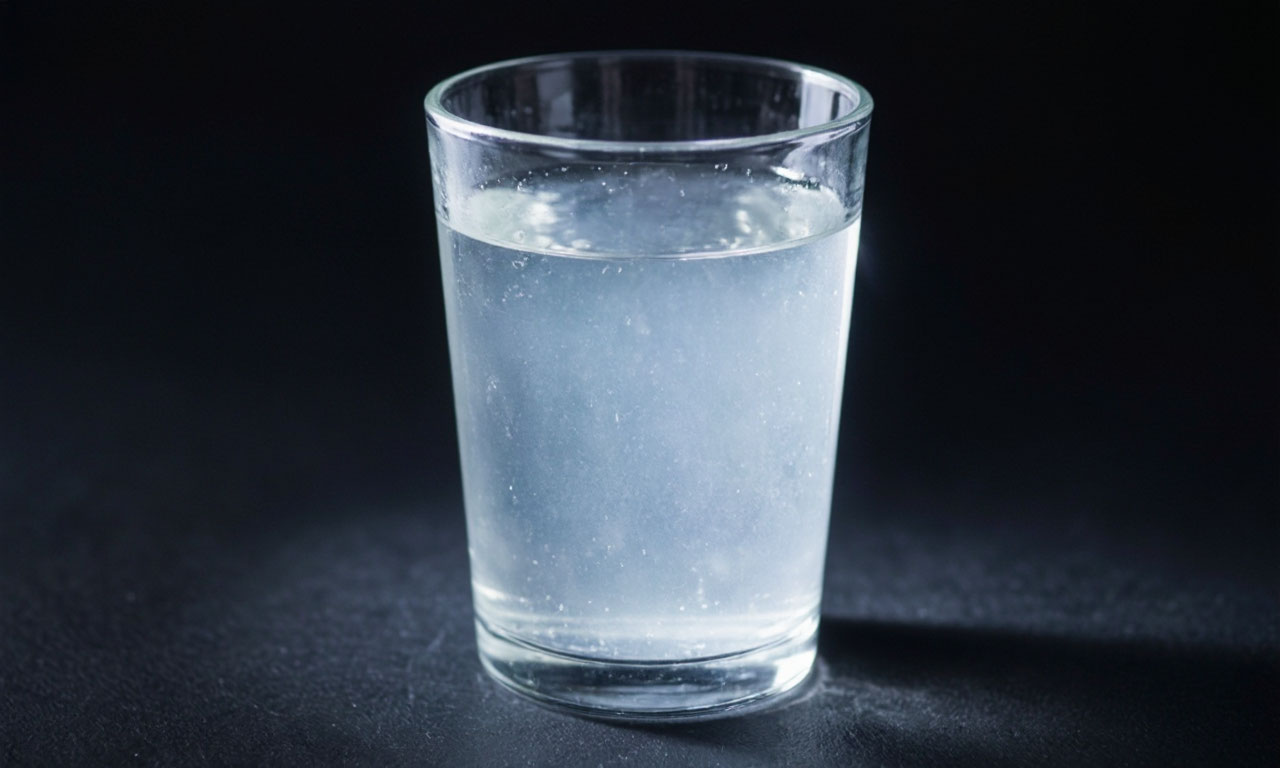 Стакан, наполовину заполненный водой